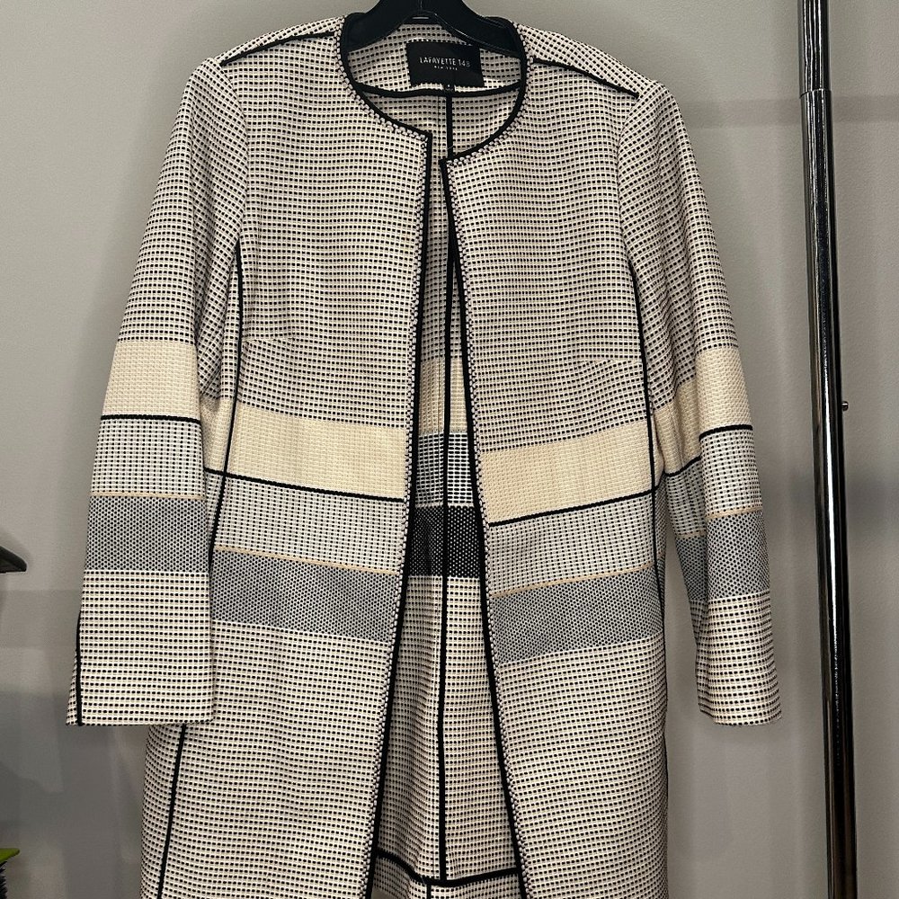 Lafayette 148 New York Size 8 Patchwork Box Trim Jacket